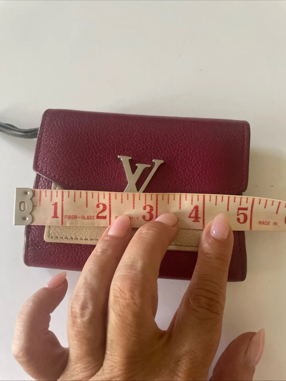 Louis Vuitton Burgundy and Cream Envelope Card Wallet